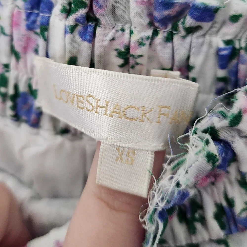 LOVESHACKFANCY Blue Floral Blue Jay Song Mini Skirt